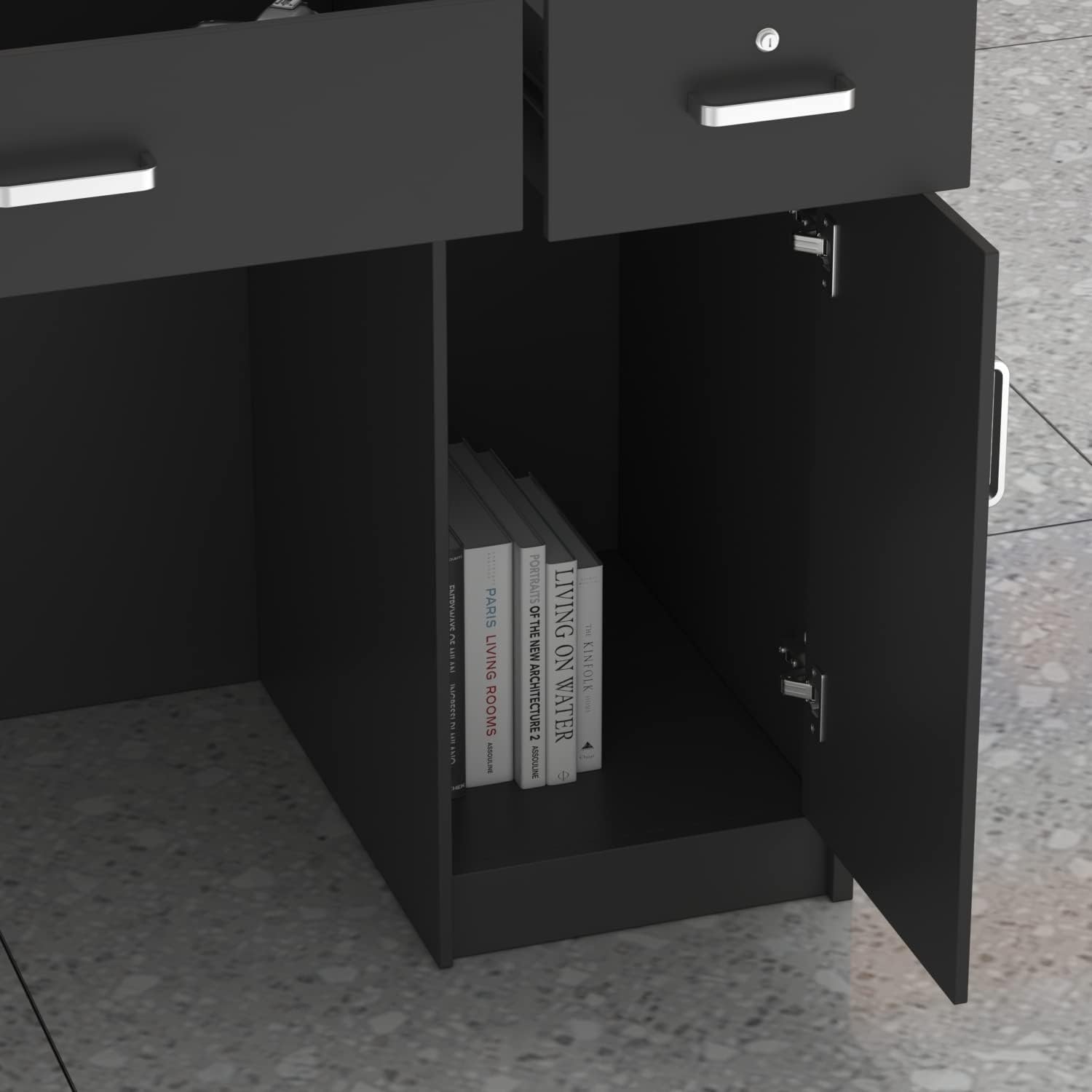 2-Way Office Workstation, 3-drawer filing cabinet, Dual Orthopedic Office Chair, Executive office desk, Industrial executive desk, Large executive desk, swivel bar stool No No