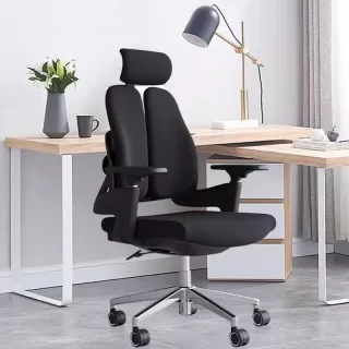 2-Way Office Workstation, 3-drawer filing cabinet, Dual Orthopedic Office Chair, Executive office desk, Industrial executive desk, Large executive desk, swivel bar stool No
