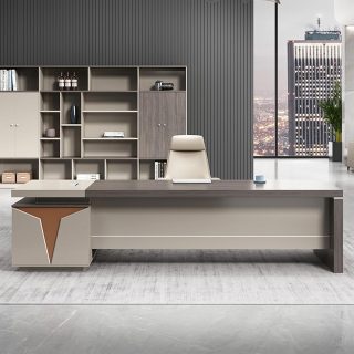 1.6m reception office desk, 1.8m advance office desk, 5-seater waiting sofa, Clerical Office Chair, Executive workstation, full glass filing cabinet, Wooden Office Credenza No