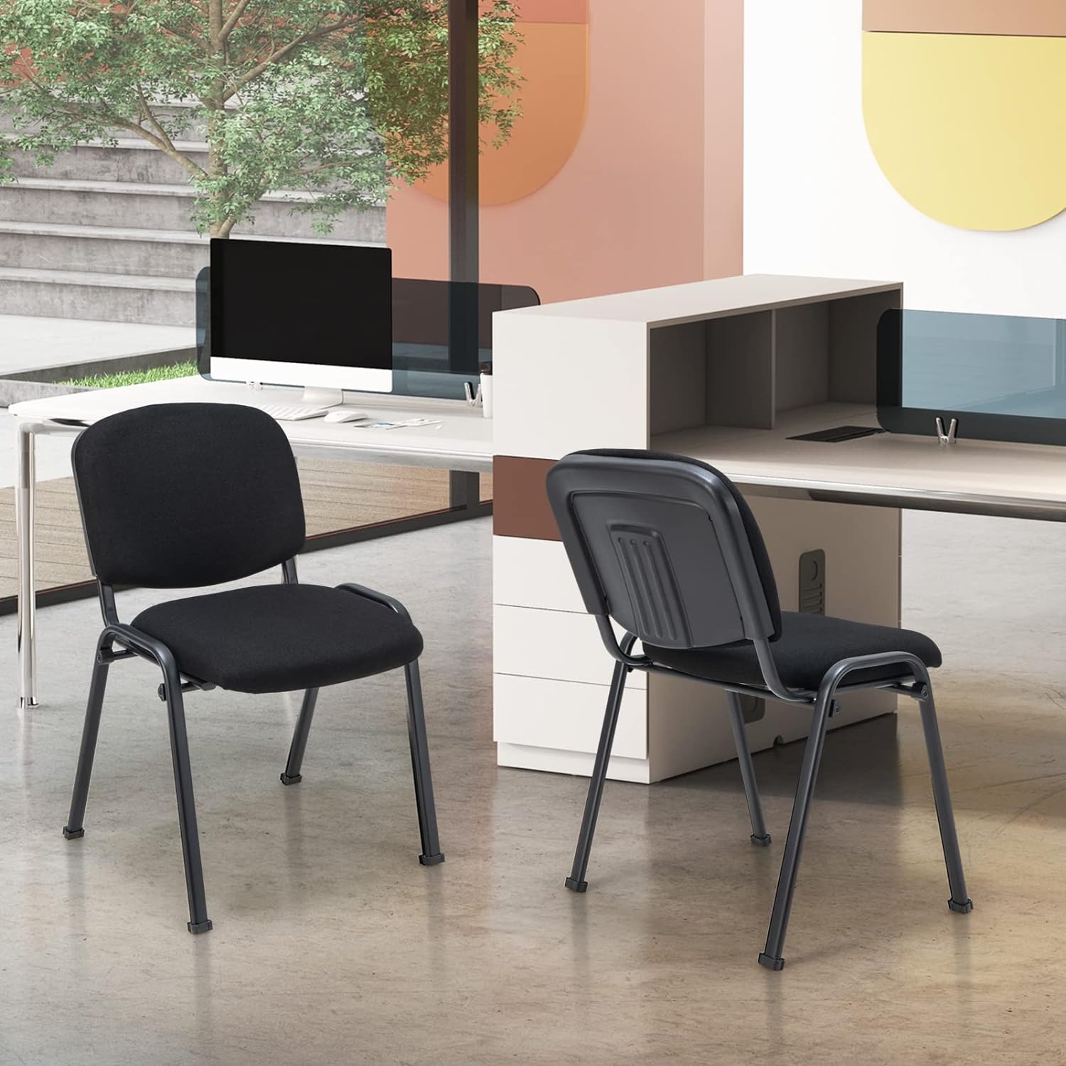5-seater waiting sofa, Clerical Office Chair, Executive workstation, full glass filing cabinet, Wooden Office Credenza