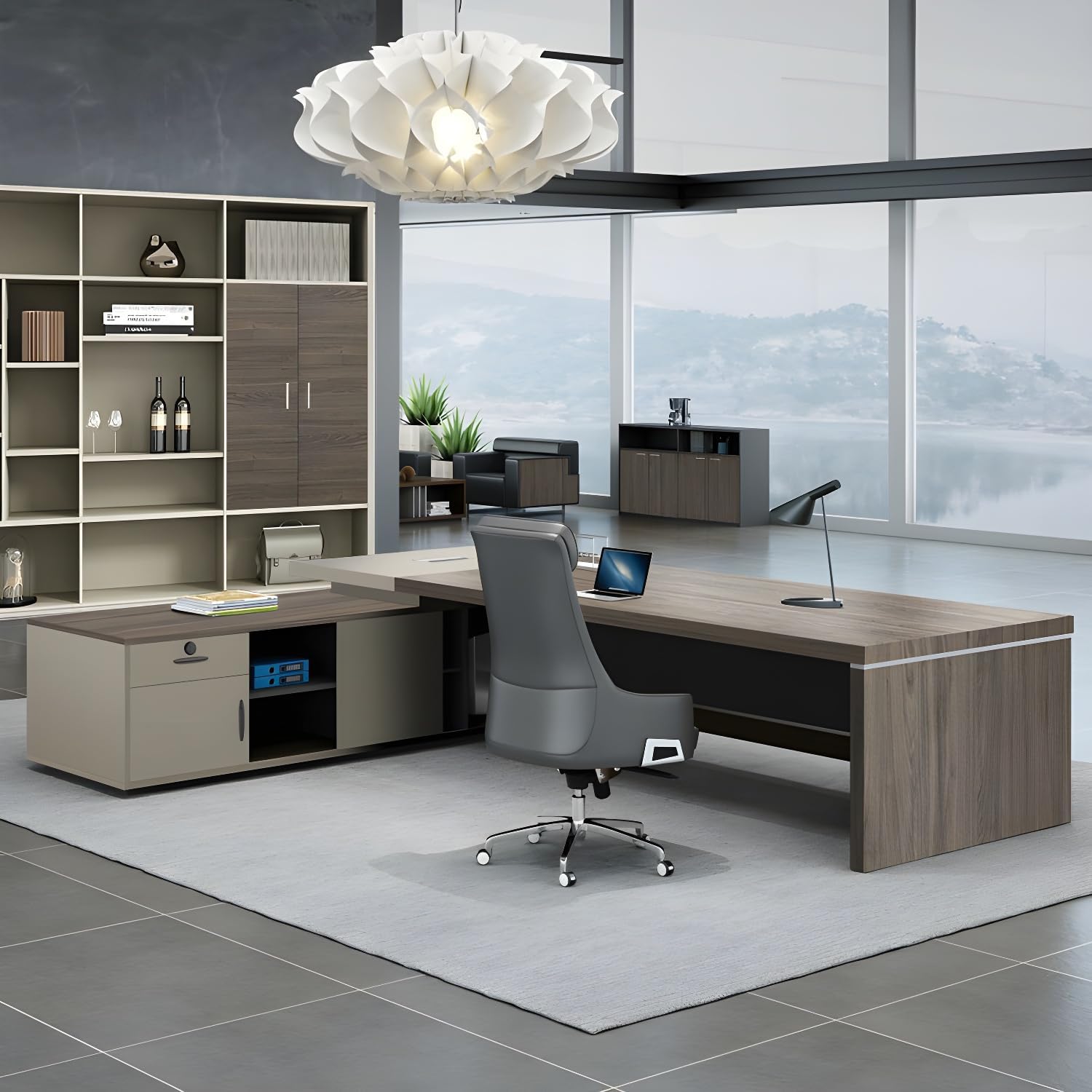 2-Way Office Workstation, 3-drawer filing cabinet, 3-link waiting bench, 9-locker filing cabinet, Dual Orthopedic Office Chair, Ergonomic office chair, Executive office desk, headrest office eat