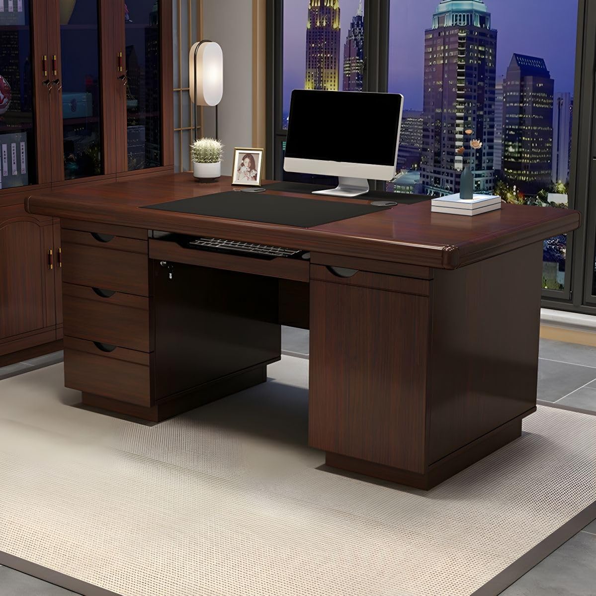 1.8M advanced Office Desk, 3-link waiting bench, 4-Drawer Filing Cabinet, Corner executive desk, Executive office desk, Executive workstation, Industrial executive desk, swivel bar stool
