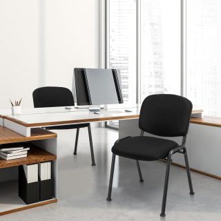 4-Way Office Workstation, 9-locker filing cabinet, Dual Orthopedic Office Chair, Ergonomic office chair, Executive office desk, headrest office eat, Waiting bench