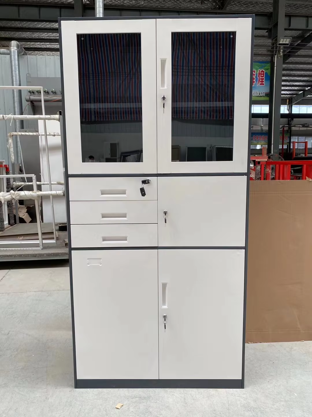 2-Way Office Workstation, 3-drawer filing cabinet, 3-link waiting bench, 9-locker filing cabinet, Dual Orthopedic Office Chair, Ergonomic office chair, Executive office desk, headrest office eat No