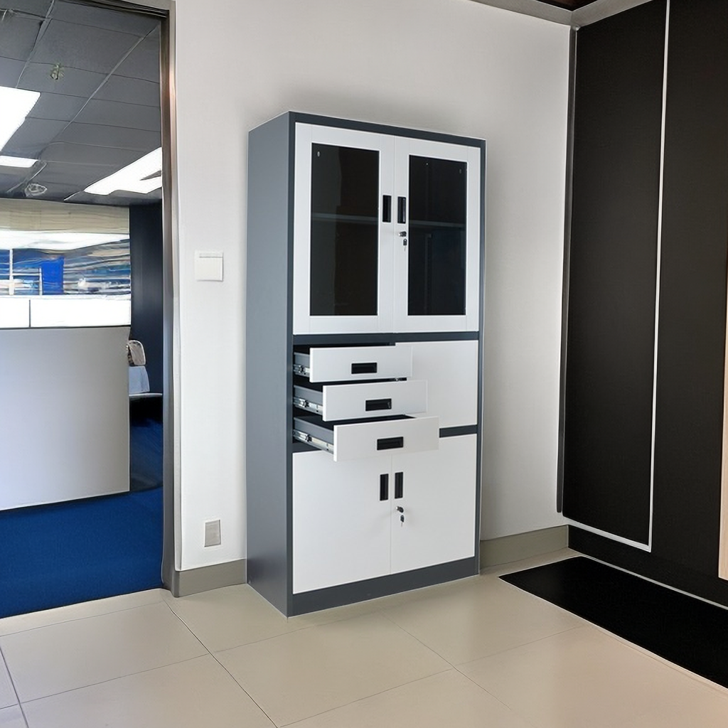 2-Way Office Workstation, 3-drawer filing cabinet, 3-link waiting bench, 9-locker filing cabinet, Dual Orthopedic Office Chair, Ergonomic office chair, Executive office desk, headrest office eat