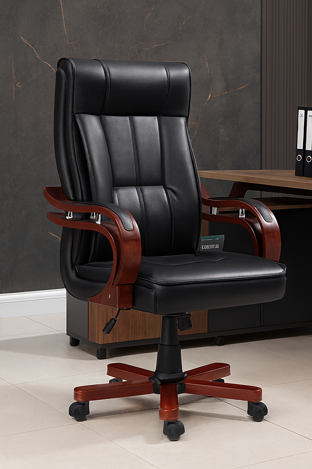 2-door filing furniture, 3-drawer filing cabinet, 3-link waiting bench, 3.0m Boardroom Table, full glass filing cabinet, L-shaped executive desk, mahogany coat hunger, reclining office seat