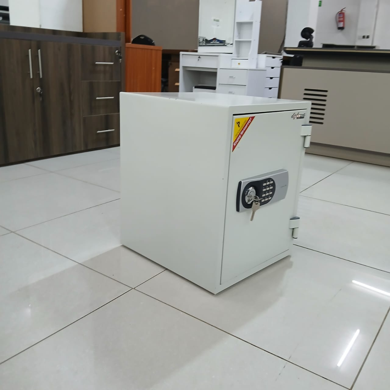 4-Way Office Workstation, 9-locker filing cabinet, Dual Orthopedic Office Chair, Ergonomic office chair, Executive office desk, headrest office eat, Waiting bench