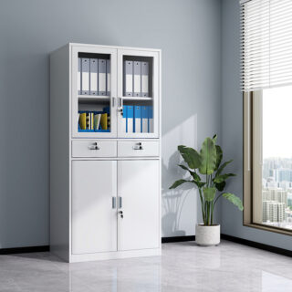 4-Way Office Workstation, 9-locker filing cabinet, Dual Orthopedic Office Chair, Ergonomic office chair, Executive office desk, filing cabinet, headrest office eat