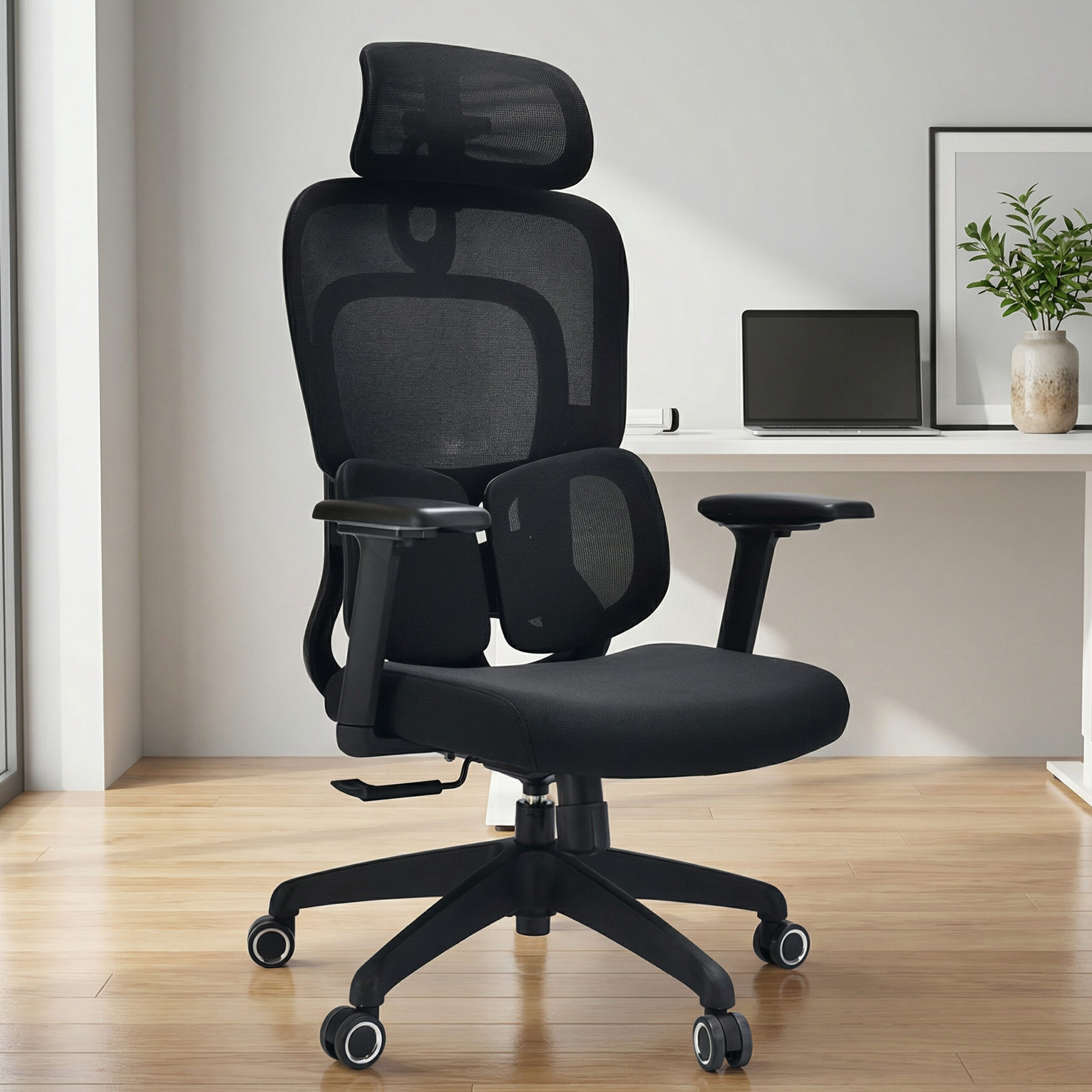 15-locker filing cabinet, Dual Orthopedic Office Chair, Electric Office Table, Ergonomic office chair, Executive office desk, filing cabinet, headrest office eat