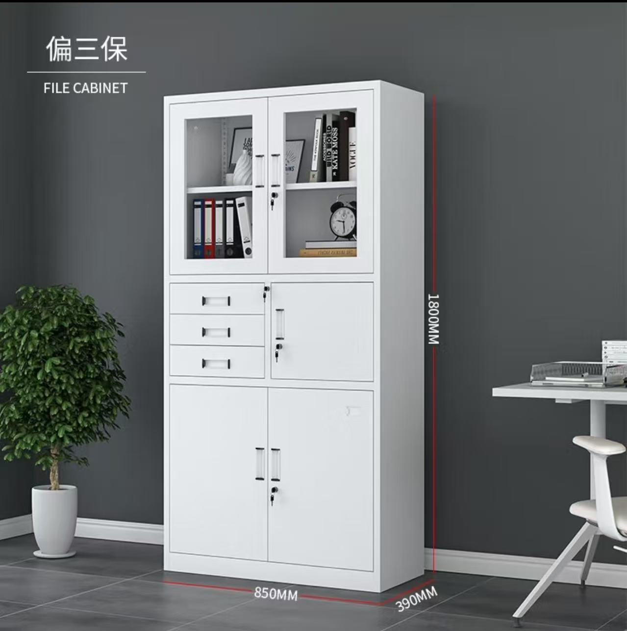 2-door filing furniture, 3-drawer filing cabinet, 3-link waiting bench, 3.0m Boardroom Table, full glass filing cabinet, L-shaped executive desk, mahogany coat hunger, reclining