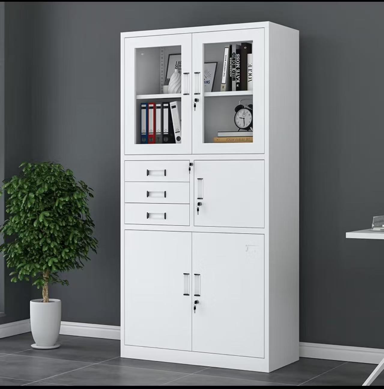 2-door filing furniture, 3-drawer filing cabinet, 3-link waiting bench, 3.0m Boardroom Table, full glass filing cabinet, L-shaped executive desk, mahogany coat hunger, reclining