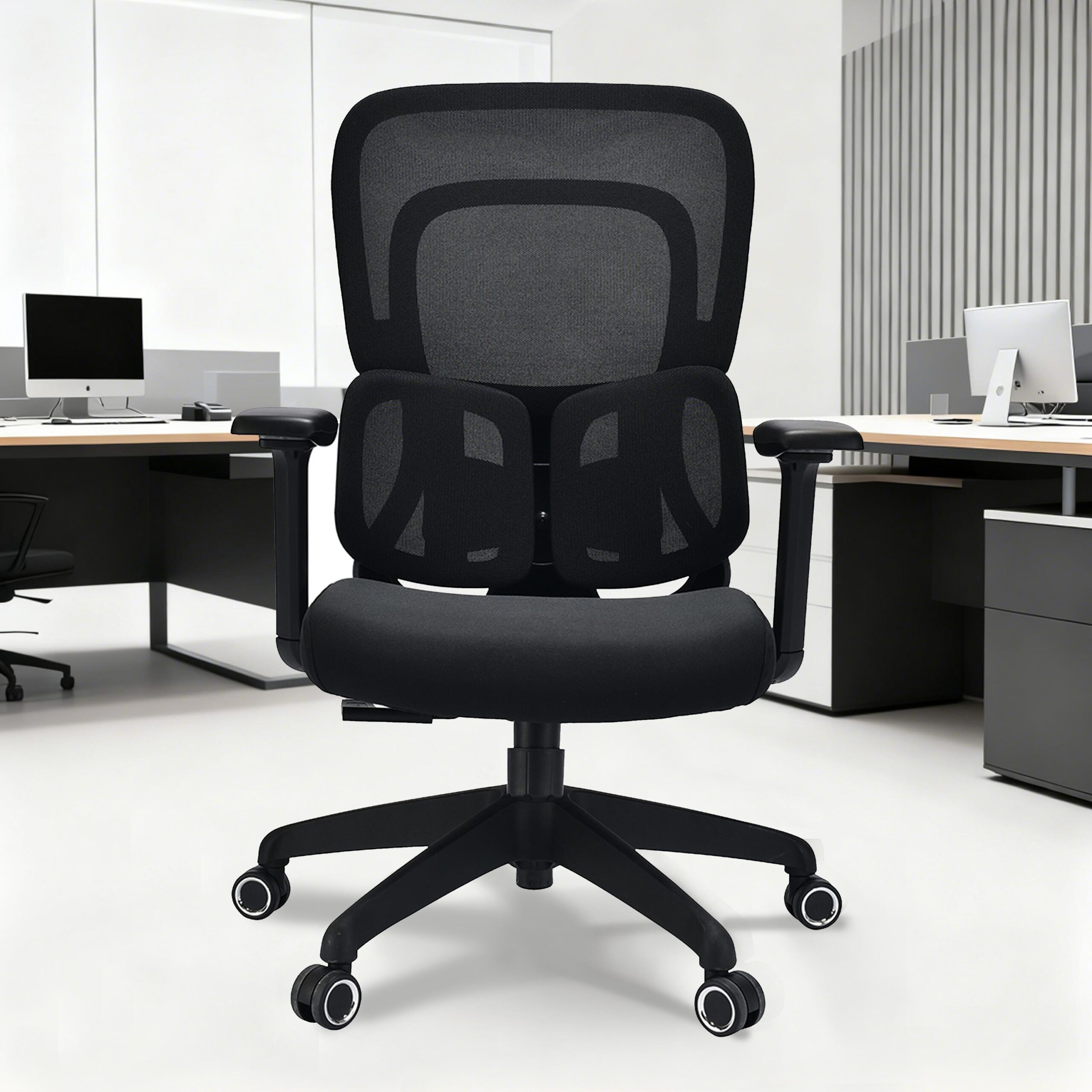 15-locker filing cabinet, Dual Orthopedic Office Chair, Electric Office Table, Ergonomic office chair, Executive office desk, filing cabinet, headrest office eat