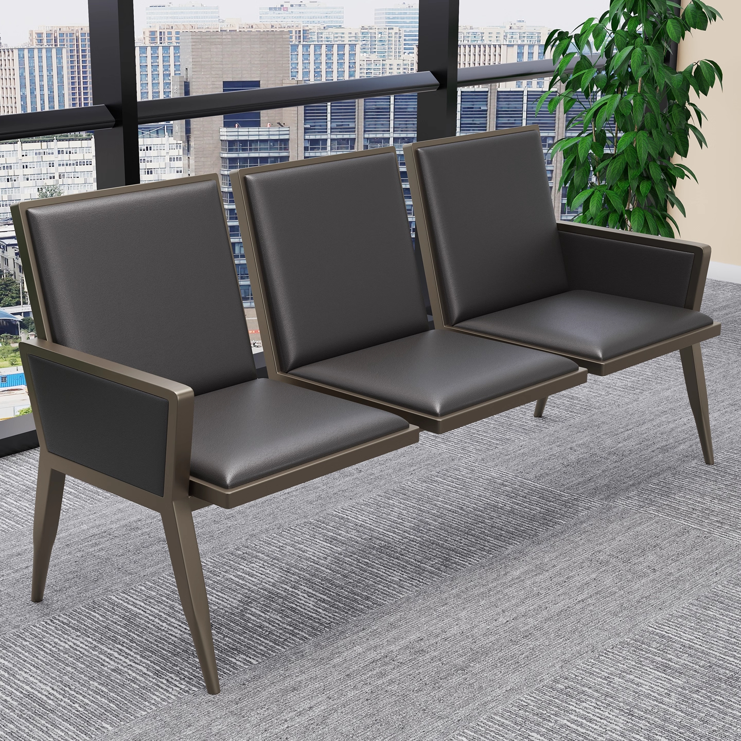 2-Way Office Workstation, 9-locker filing cabinet, Dual Orthopedic Office Chair, Ergonomic office chair, Executive office desk, filing cabinet, headrest office eat