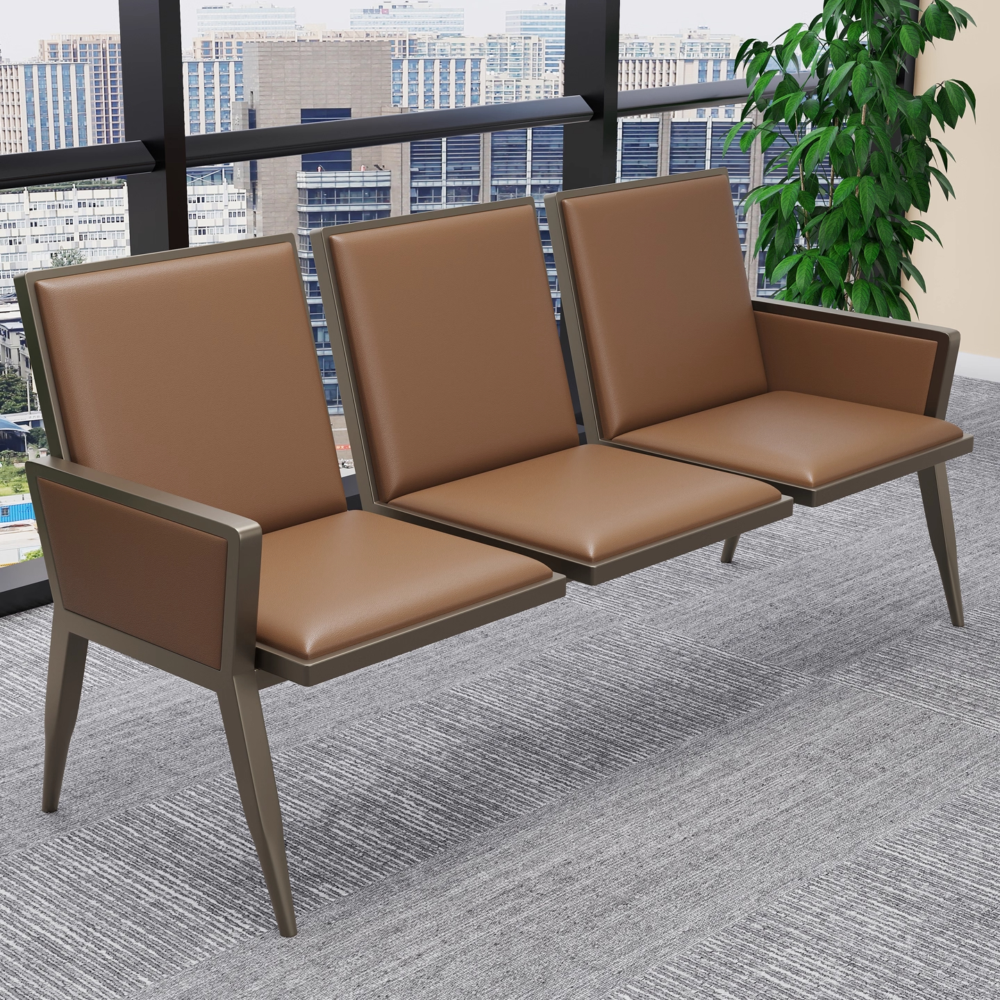 2-Way Office Workstation, 9-locker filing cabinet, Dual Orthopedic Office Chair, Ergonomic office chair, Executive office desk, filing cabinet, headrest office eat