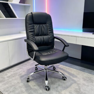 4-Way Office Workstation, 9-locker filing cabinet, Dual Orthopedic Office Chair, Ergonomic office chair, Executive office desk, filing cabinet, headrest office eat
