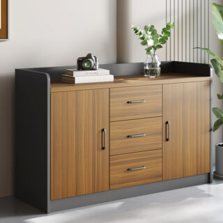1-Way Office Workstation, 9-locker filing cabinet, Dual Orthopedic Office Chair, Ergonomic office chair, Executive office desk, filing cabinet, headrest office eat